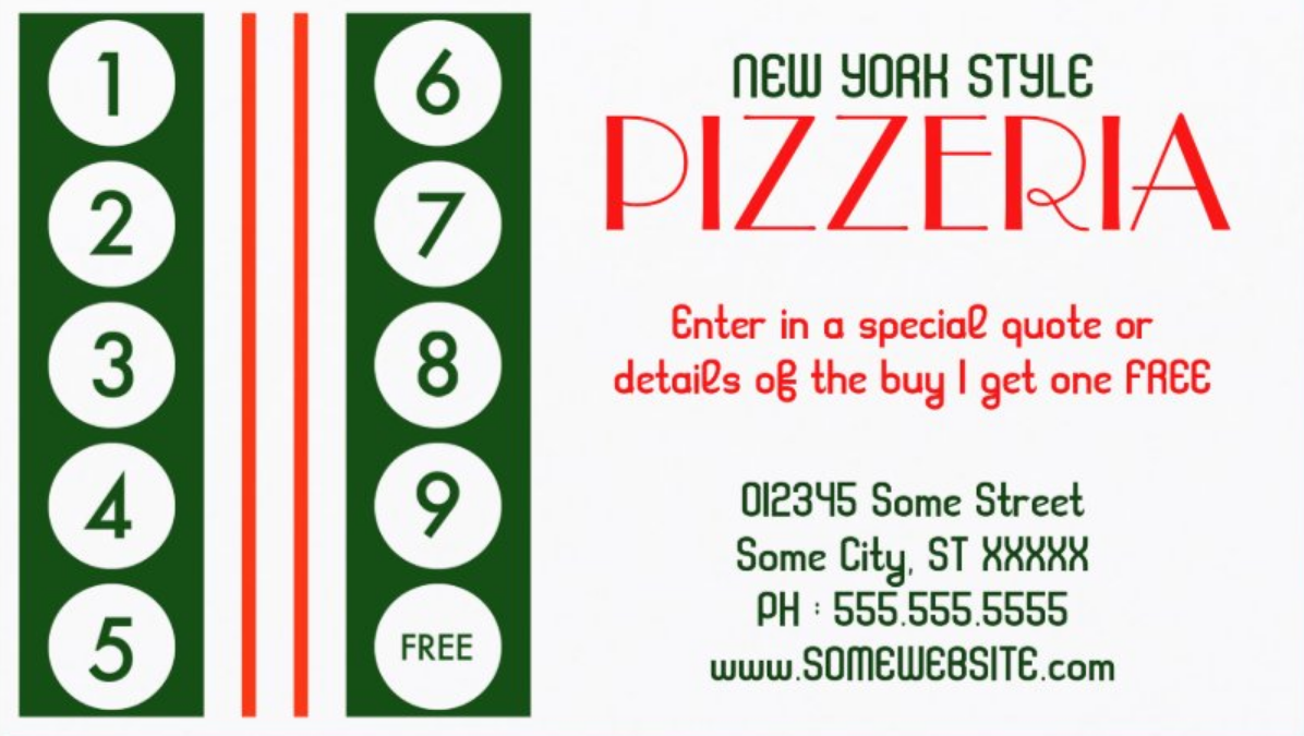 pizza shop loyalty punch card